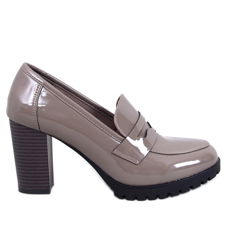 Jeffis Khaki patentované mokasíny na podpatku béžový