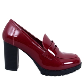 Jeffis Wine Red lakované mokasíny na podpatku červený