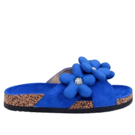 Korkové žabky s polštářkovými květy Charss Blue modrý