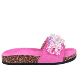 Korkové žabky s kameny Maliv Fuchsia růžový