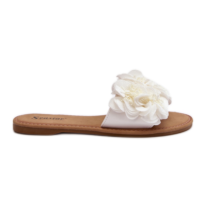 Dámské žabky s květy bílý slon Dámské žabky s květy bílý slon