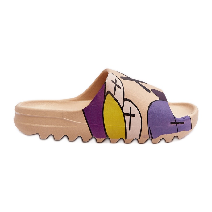 Gumové žabky s tmavě béžovým potiskem monster