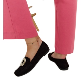 Černé mokasíny zdobené kamínky Celena černý