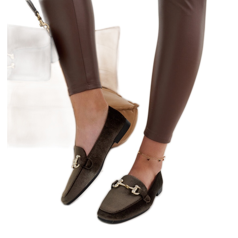 Zelené sametové mokasíny s kamínky od Fabrizia zelená