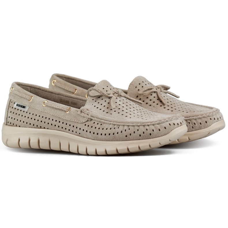 Prolamované béžové dámské mokasíny, pohodlné, pohodlné dámské mokasíny béžový