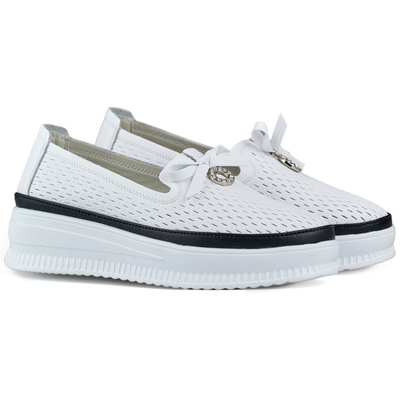 Kožené prolamované boty pro ženy, pohodlné mokasíny z přírodní kůže bílý Kožené prolamované boty pro ženy, pohodlné mokasíny z přírodní kůže bílý