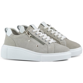 Šedé kožené dámské sportovní boty šedá Šedé kožené dámské sportovní boty šedá