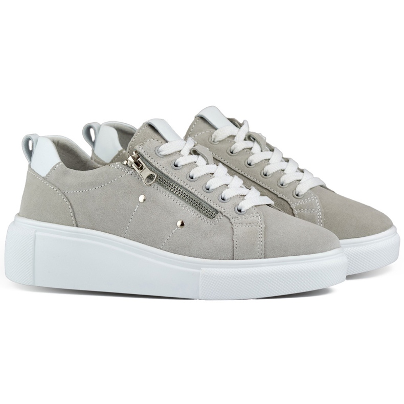 Šedé kožené dámské sportovní boty šedá Šedé kožené dámské sportovní boty šedá