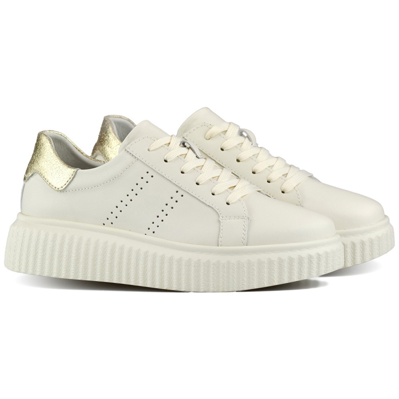 Béžová dámská sportovní obuv z přírodní kůže, dámská kožená obuv béžový