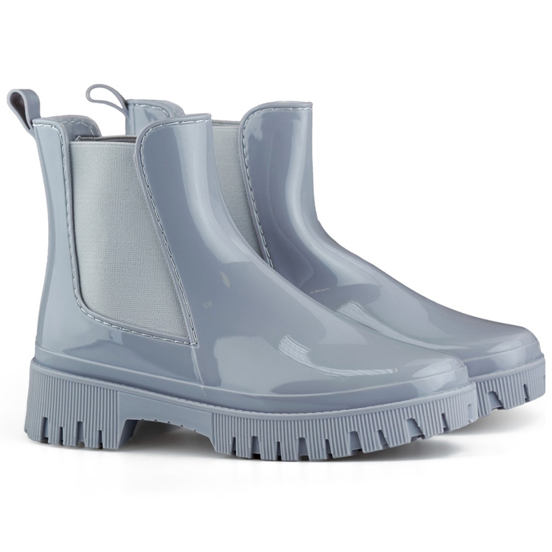 Šedé dámské holínky Wellington se silnou podrážkou šedá