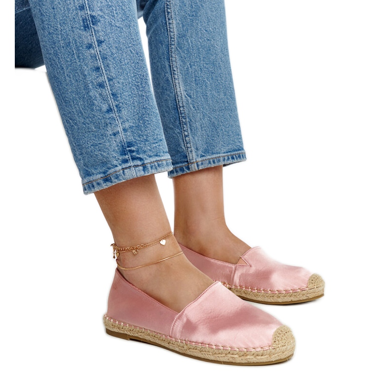 Světle růžové lesklé espadrilky s platformou Caithlin růžový Světle růžové lesklé espadrilky s platformou Caithlin růžový