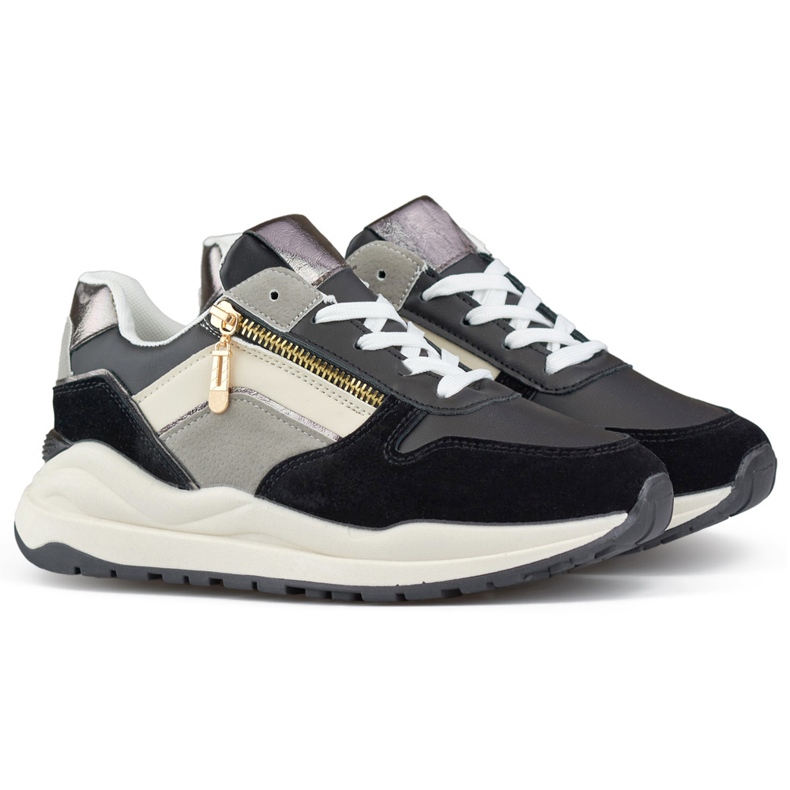 Dámská sportovní obuv pro volný čas, černé tenisky černá