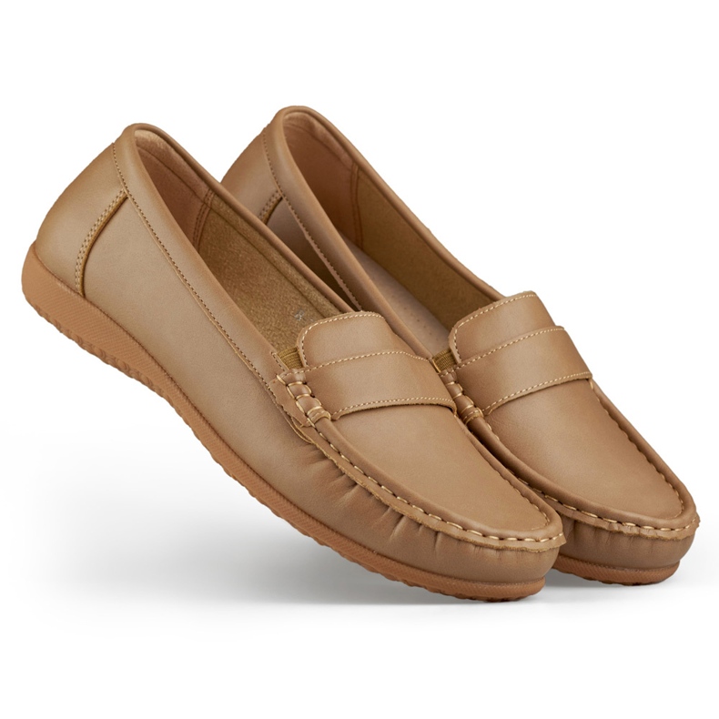 Tmavě béžové pohodlné dámské mokasíny béžový