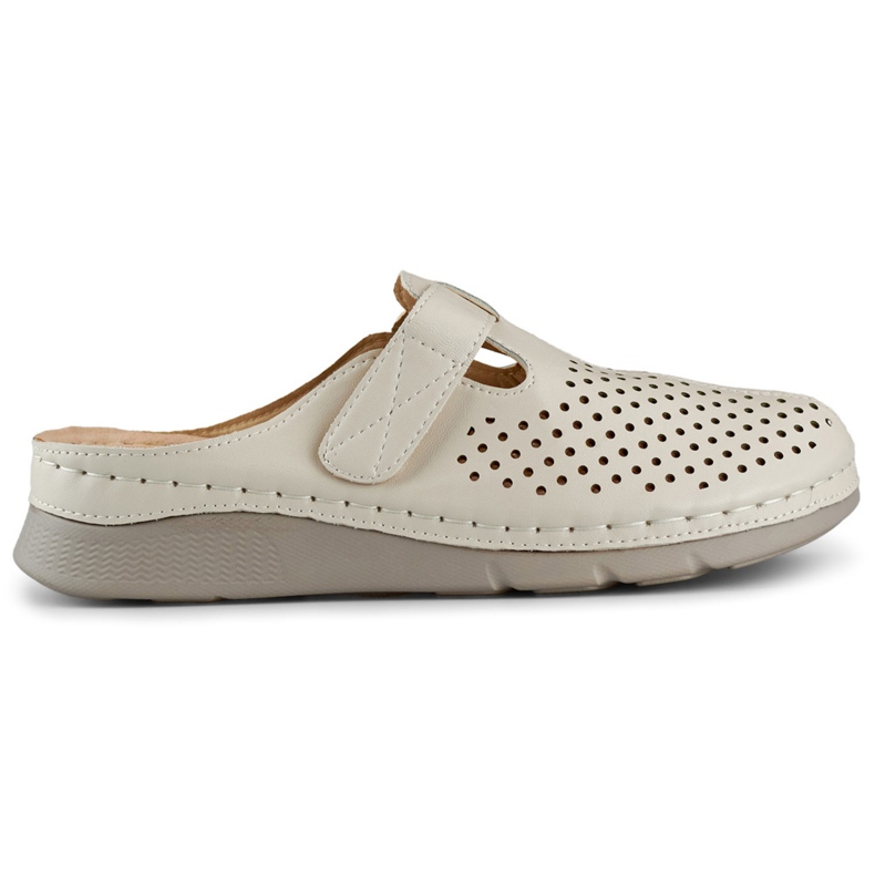 Dámské zdravotní žabky s uzavřenou špičkou a suchým zipem béžový