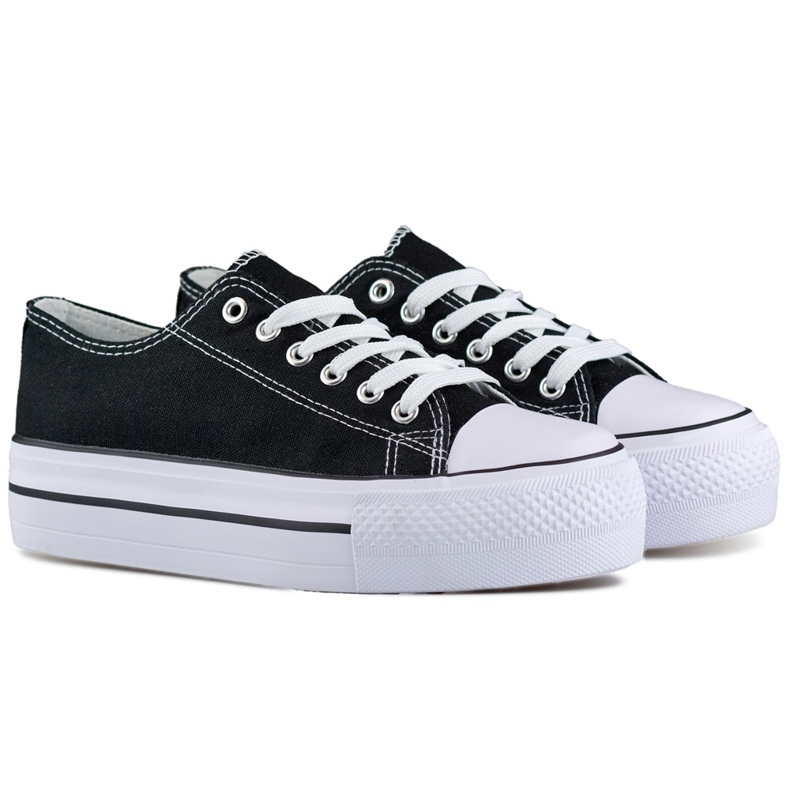 Černé tenisky se silnou podrážkou, klasické dámské tenisky na platformě černá