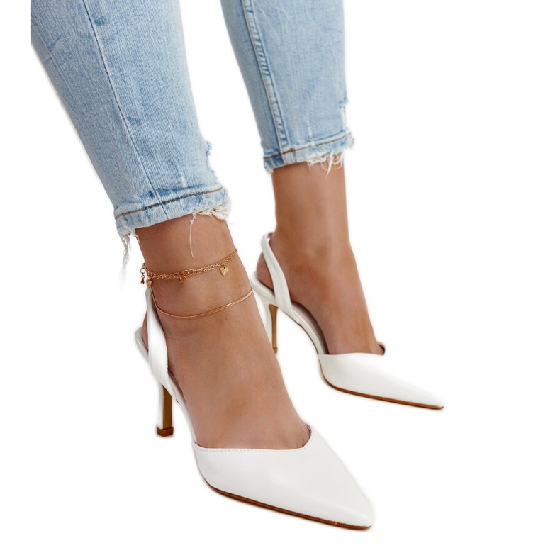 Bílý otevřený podpatek Fontanile vysoké podpatky