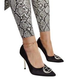 Černé vysoké podpatky se zirkony Elife černá