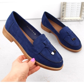 Semišové dámské slip-on boty na nízkém podpatku, modré Vinceza modrý