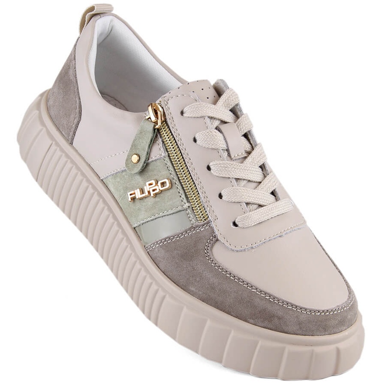 Béžové dámské kožené boty na platformě Filippo DP6121 béžový