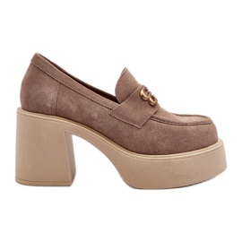 Dámské semišové boty Zazoo 20170 na vysokém podpatku, béžová béžový