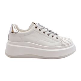 Dámské kožené tenisky na platformě GOE NN2N4033 White bílý