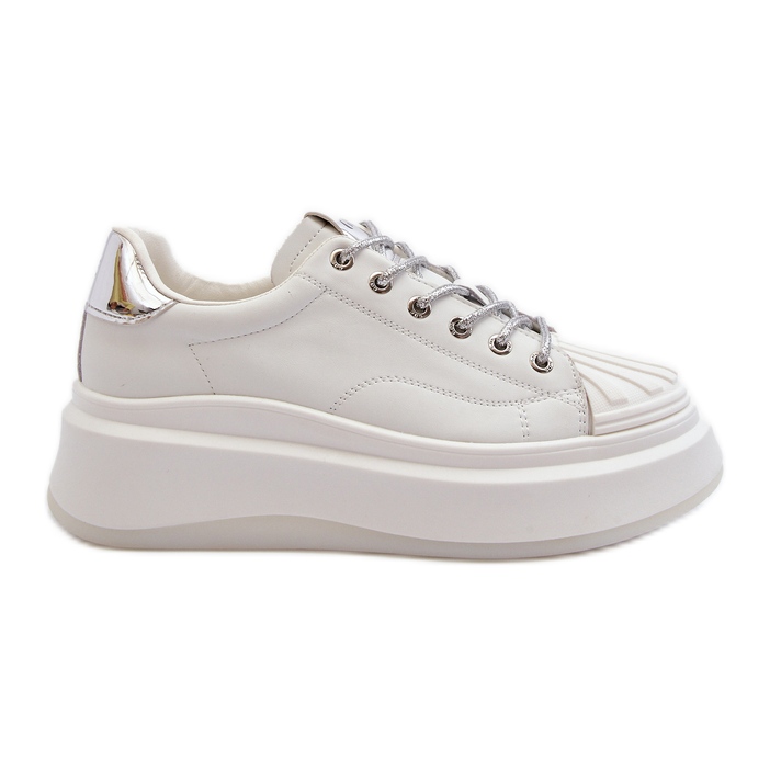 Dámské kožené tenisky na platformě GOE NN2N4033 White bílý