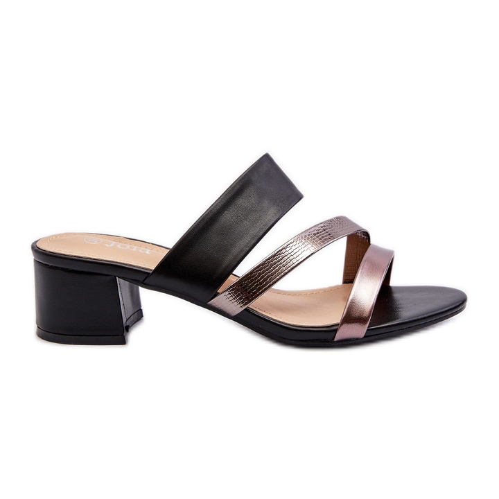 Dámské žabky na nízkém podpatku černá Rosila