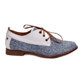 Dámské kožené ploché boty Maciejka 06461-17 Modrá modrý