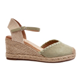 Semišové Espadrille Sandály na klínu s opletením, zelený Raylin