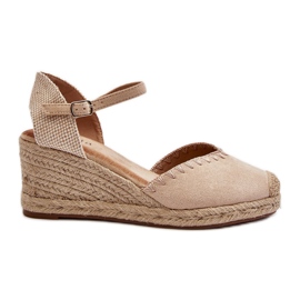 Semišové Espadrille sandály na klínu s prýmkem béžové Raylin béžový Semišové Espadrille sandály na klínu s prýmkem béžové Raylin béžový