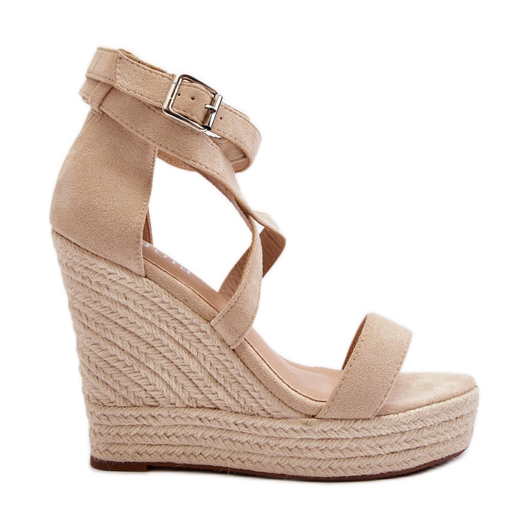 Béžové sandály na klínku Salthe s copánkem béžový