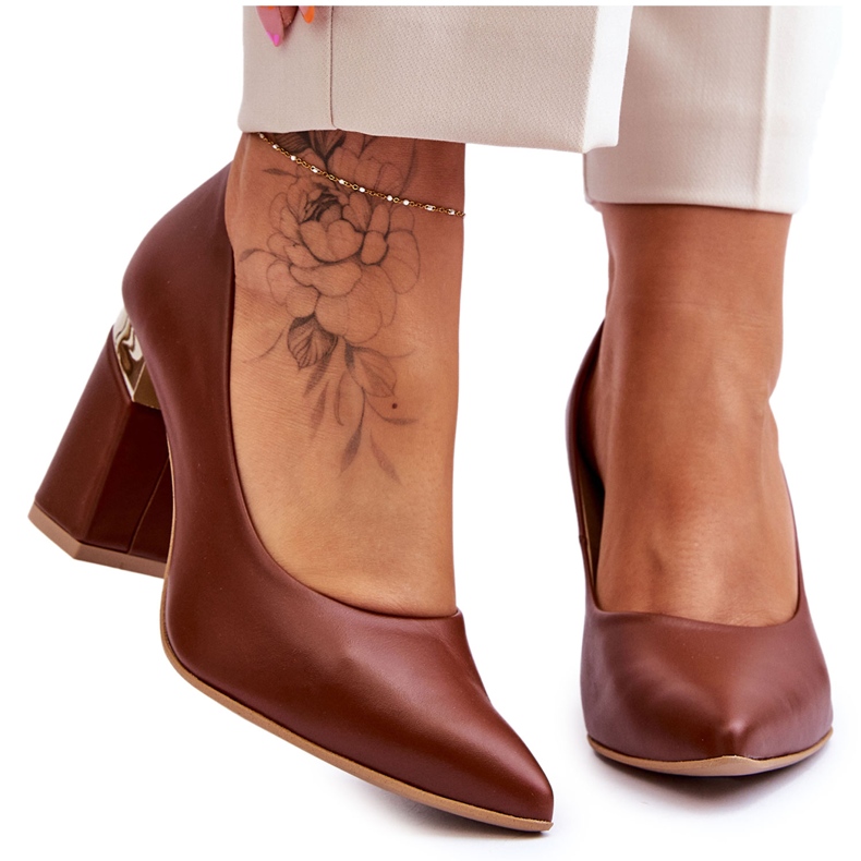 Lewski Shoes Kožené lodičky Lewski 3117 hnědé hnědý