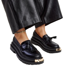 Černé masivní mokasíny se zlatými vsadkami Tuga černá