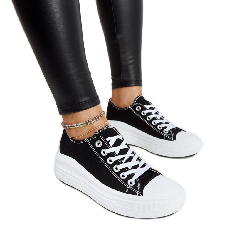 Černé tenisky na silné platformě Zlata černá