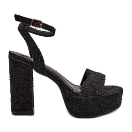 Džínové sandály na vysokém podpatku Black Acrana černá Džínové sandály na vysokém podpatku Black Acrana černá