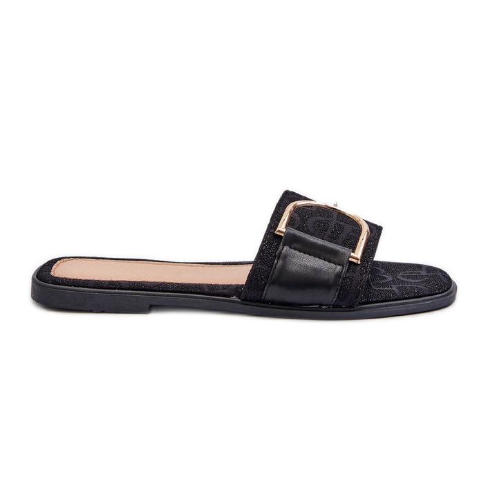 Lesklé dámské žabky se zdobenými černými topy černá