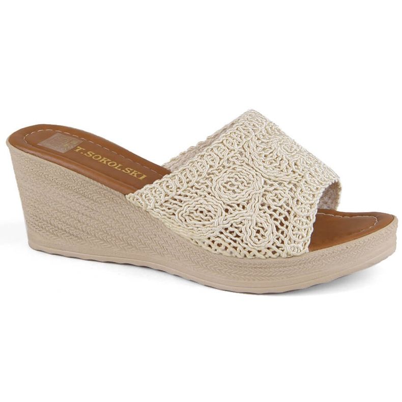 Dámské béžové sandály na klínku T.Sokolski 321 béžový Dámské béžové sandály na klínku T.Sokolski 321 béžový