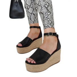 Černé espadrilky Nives na klínku černý