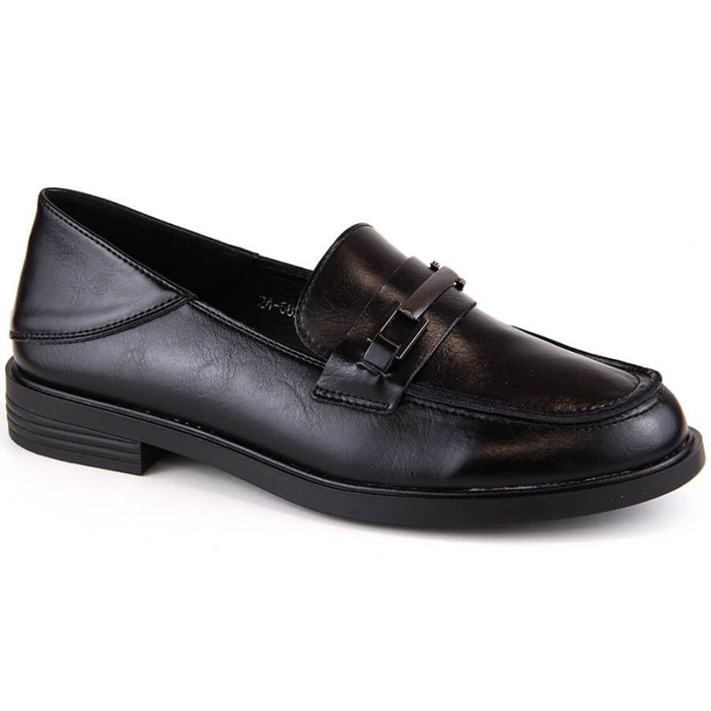 Černé kožené boty na nízkém podpatku Vinceza W JAN280 černá