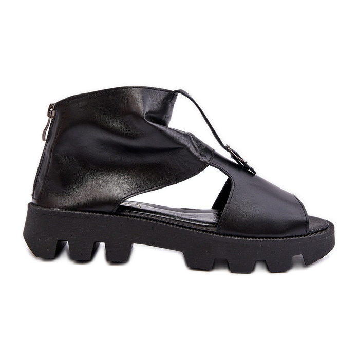 Zazoo 999 dámské kožené sandály se zipem, černé černá