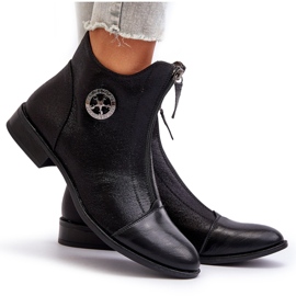Jezzi Dámské ploché kozačky se zipem černá Loratie černý