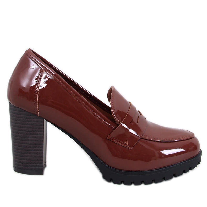 Jeffis Brown patentované mokasíny na podpatku hnědý