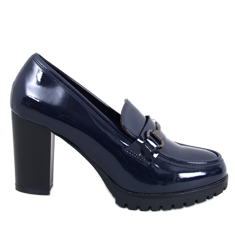 Mokasíny na podpatku Hyett Dark Blue modrý