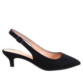 Malloi Černé nízké podpatky s otevřeným podpatkem černá Malloi Černé nízké podpatky s otevřeným podpatkem černá