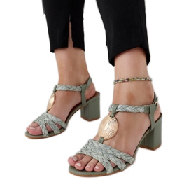 Zelené sandály Milica na vysokém podpatku zelená