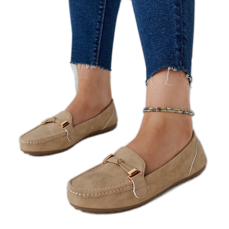 Béžové mokasíny s matným povrchem od Scafati béžový Béžové mokasíny s matným povrchem od Scafati béžový