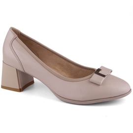 Béžové kožené dámské boty na ozdobném podpatku, Filippo DP6178 béžový