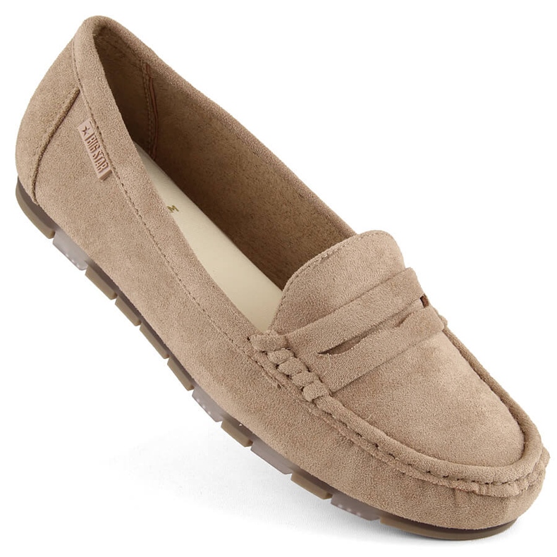 Pohodlné béžové semišové dámské mokasíny Big Star NN274930 béžový