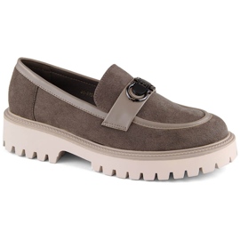 Semišové dámské boty, mokasíny na vysokém podpatku a platformě, hnědé Potocki YQ21342 hnědý Semišové dámské boty, mokasíny na vysokém podpatku a platformě, hnědé Potocki YQ21342 hnědý