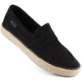 Pánské boty, nazouvací espadrilky mokasíny, černé Big Star NN174046 černá